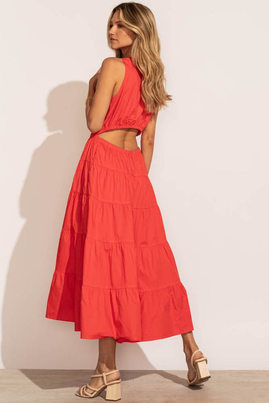 Carlotta Tiered Maxi Dress in Tomato Red - FINAL SALE
