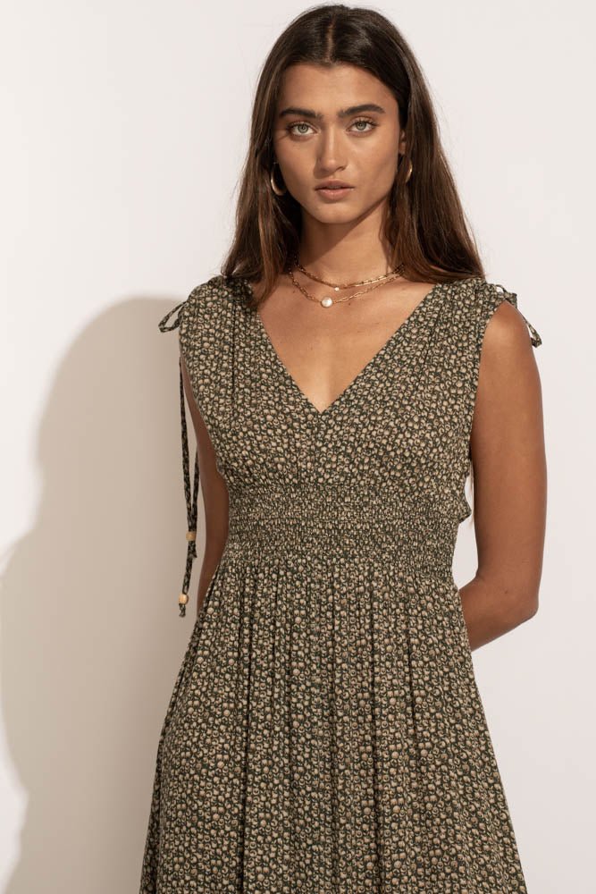 Josephine Midi Dress in Olive - FINAL SALE
