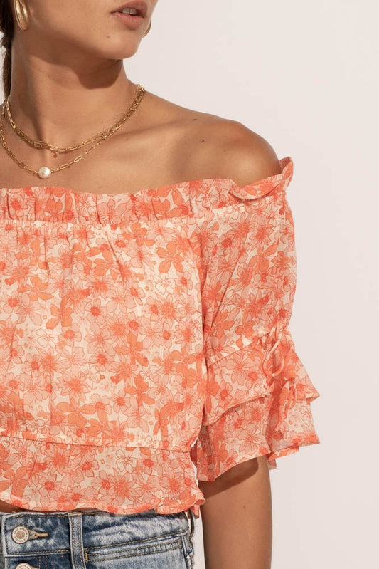 cropped blouse with floral pattern