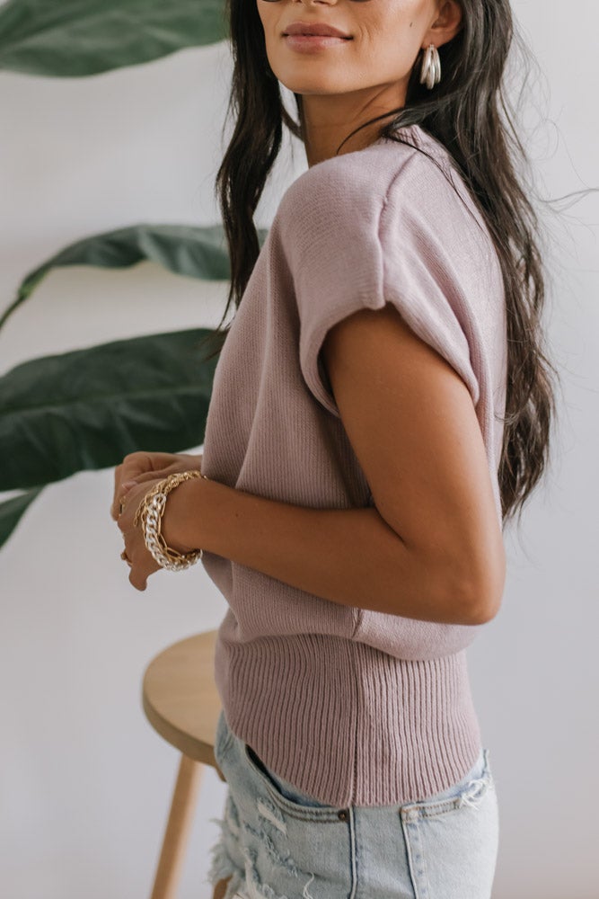 Geena Shoulder Pad Sweater in Lavender - FINAL SALE
