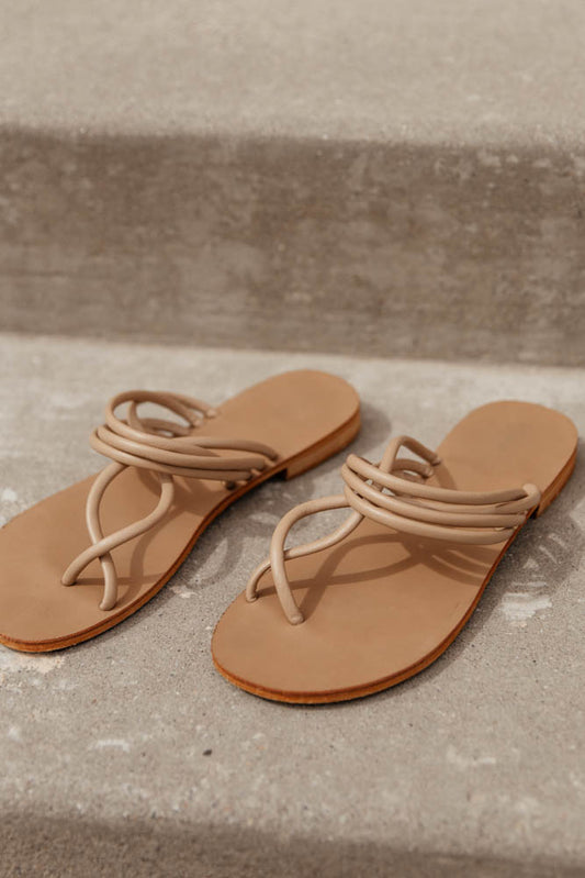 faux leather taupe sandals