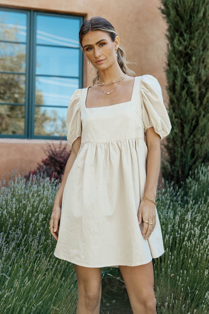 Rosalee Mini Dress in Natural - FINAL SALE
