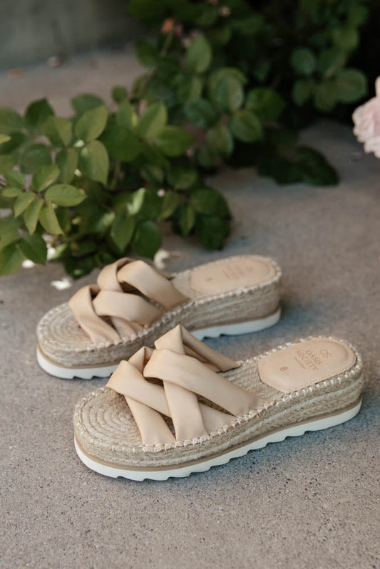 nude espadrille sandals with plaform