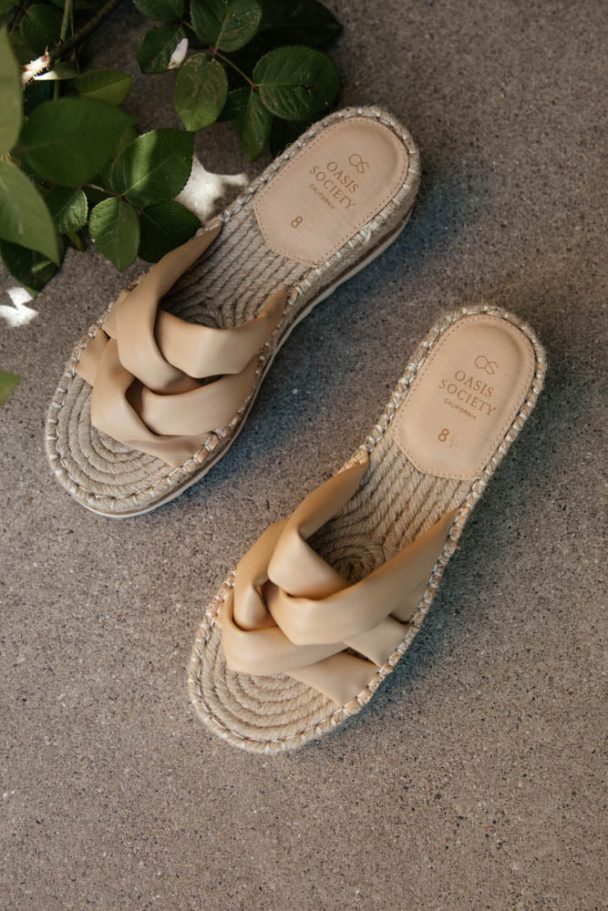 nude sandal with braided detail