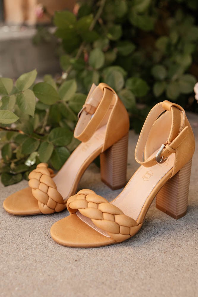 tan heels with ankle strap