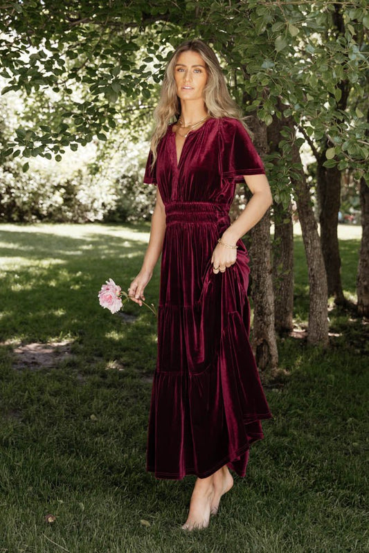Marlowe Velvet Dress in Purple