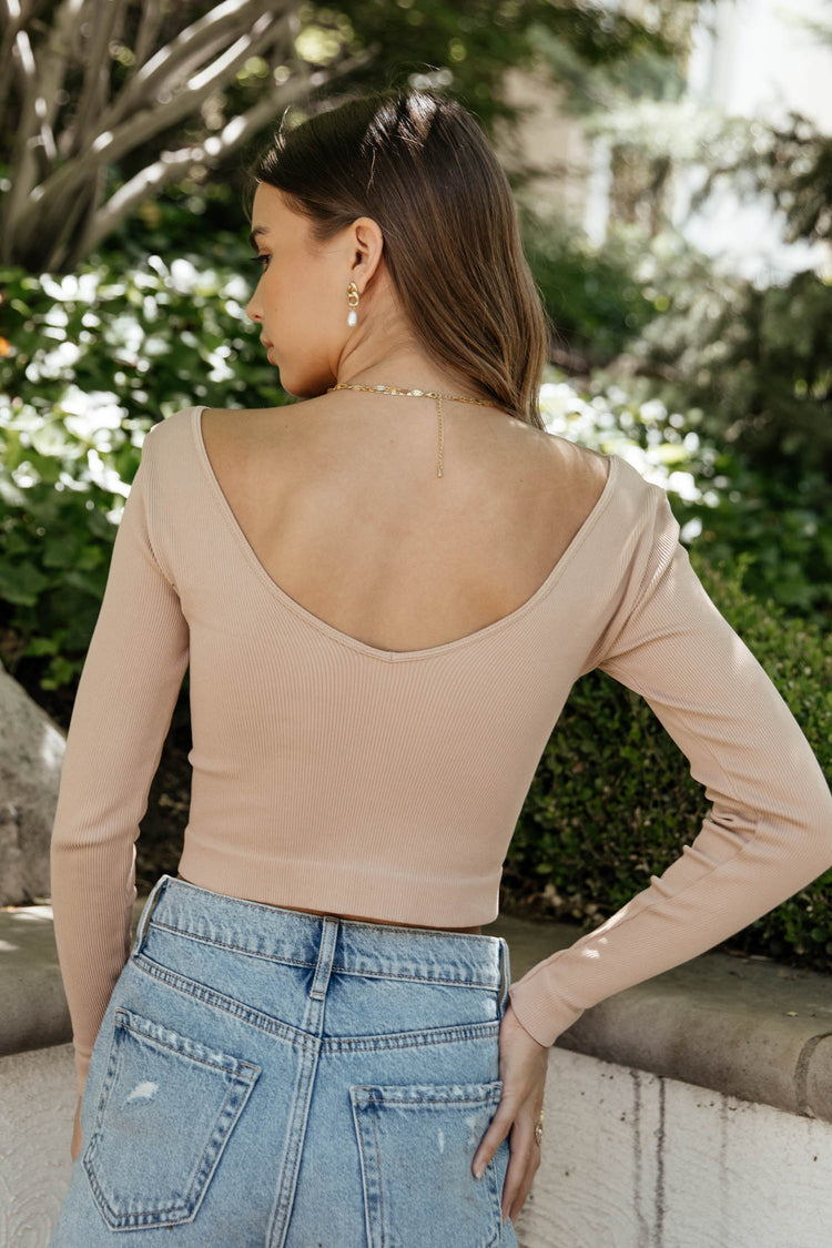 Annika Ribbed Top in Taupe - FINAL SALE