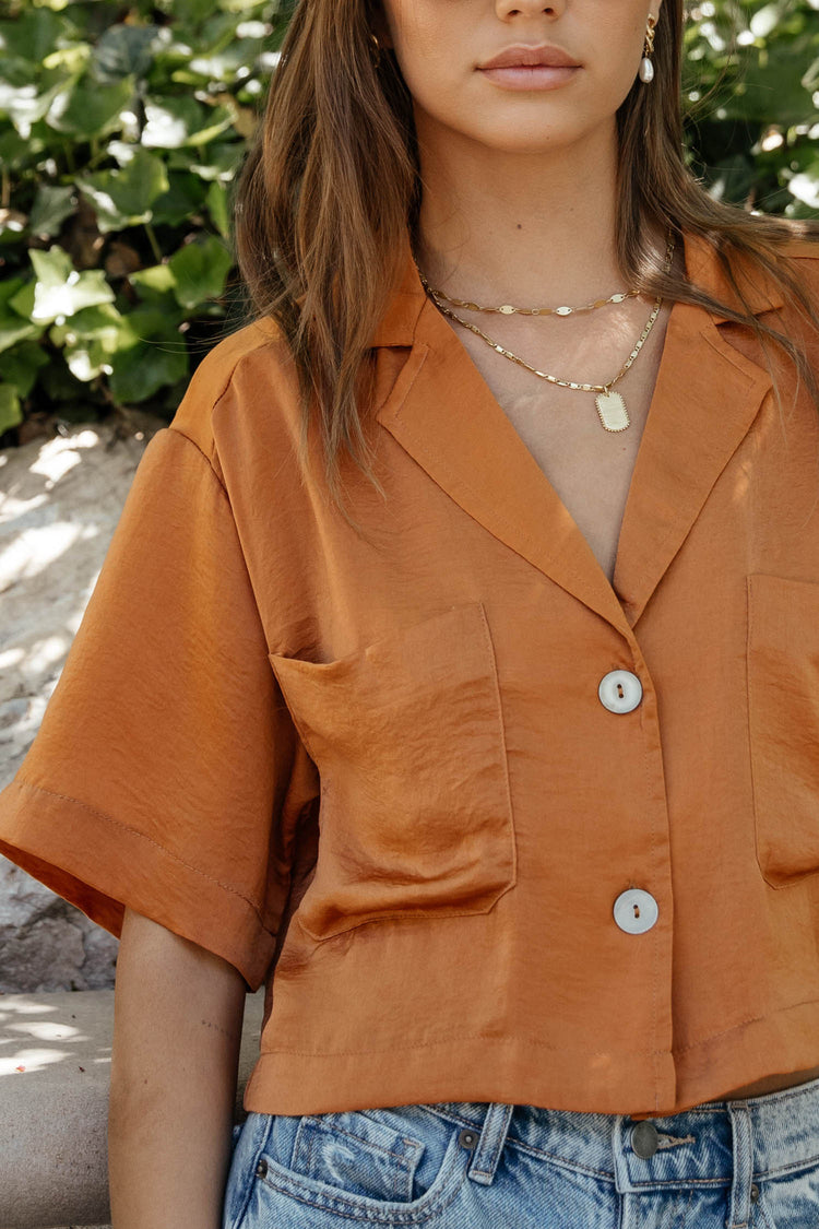Haisley Button Up in Orange - FINAL SALE