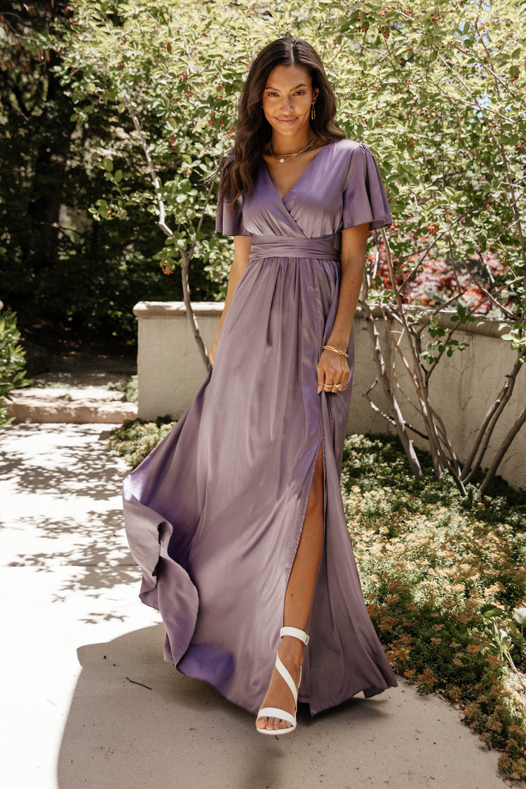lilac maxi dress with slit