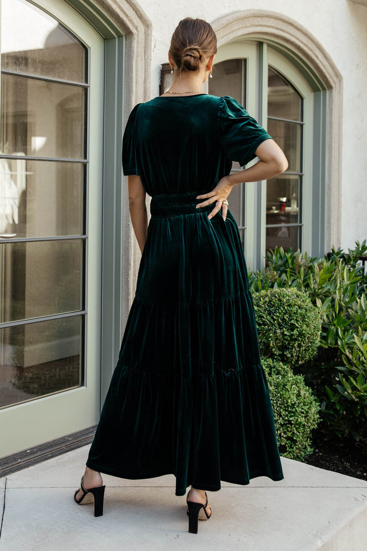 Marlowe Velvet Dress in Emerald