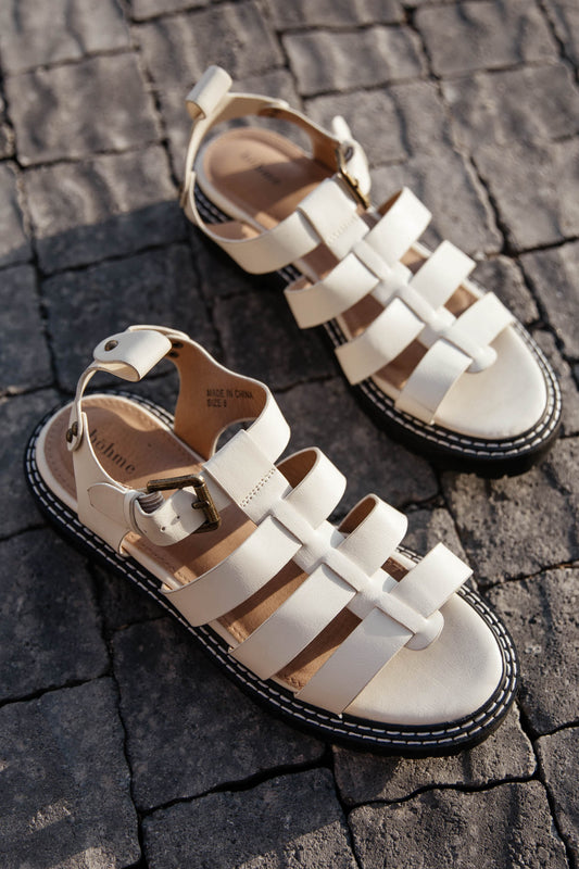 cream gladiator multi strap sandal
