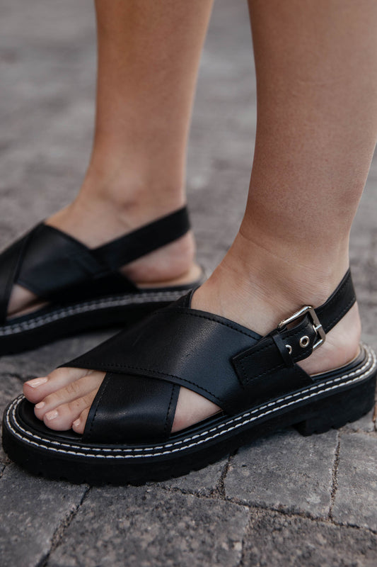 black sandal with buckle detail