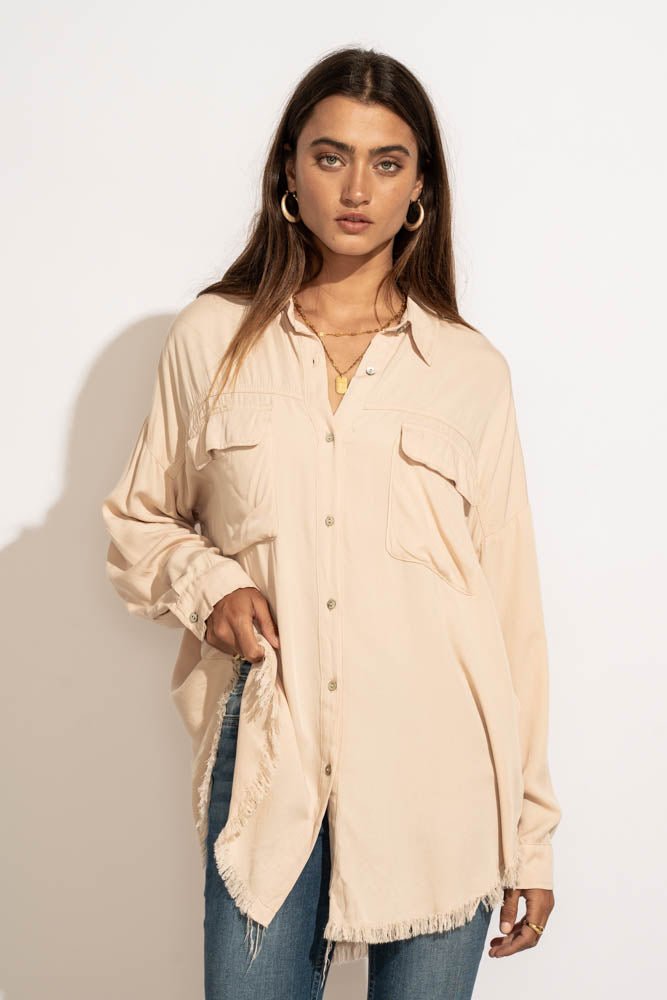Chanel Button Down Top in Taupe - FINAL SALE