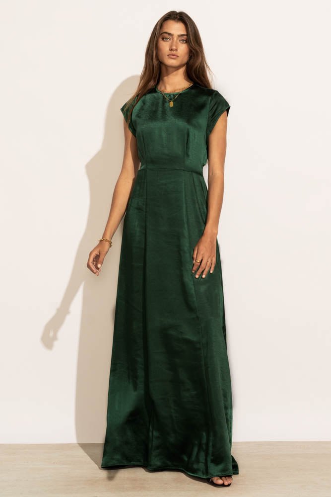 emerald maxi dress with cap sleeve