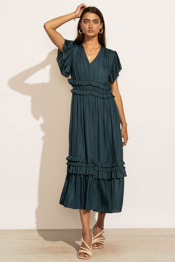 Willa Ruffle Dress in Teal - FINAL SALE