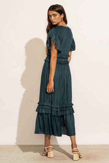 Willa Ruffle Dress in Teal - FINAL SALE