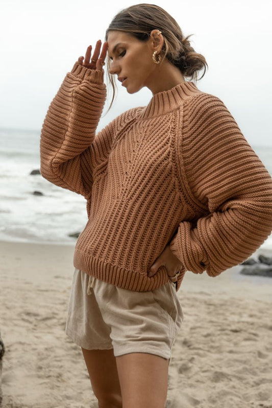 Olympe Cable-Knit Sweater in Blush