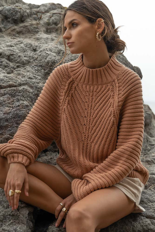 Olympe Cable-Knit Sweater in Blush