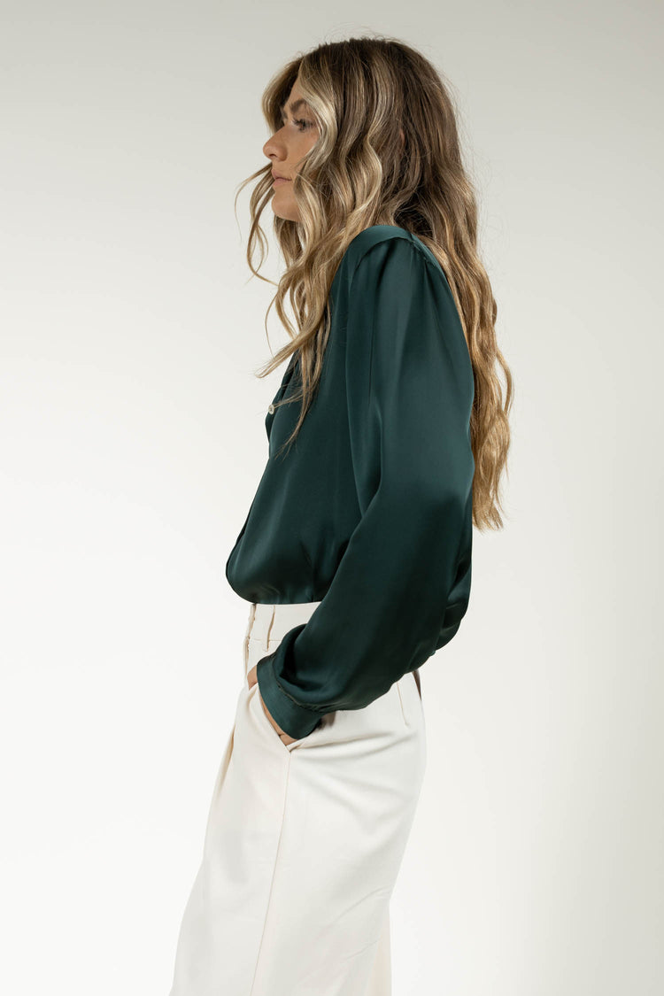 Keagan Button Up in Emerald - FINAL SALE