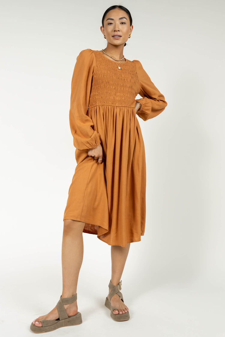 Ainsley Midi Dress in Rust - FINAL SALE