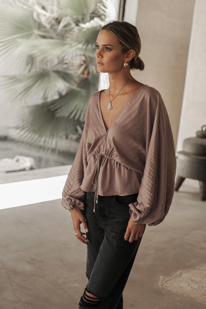 Zafrina Pleated Blouse in Lavender - FINAL SALE