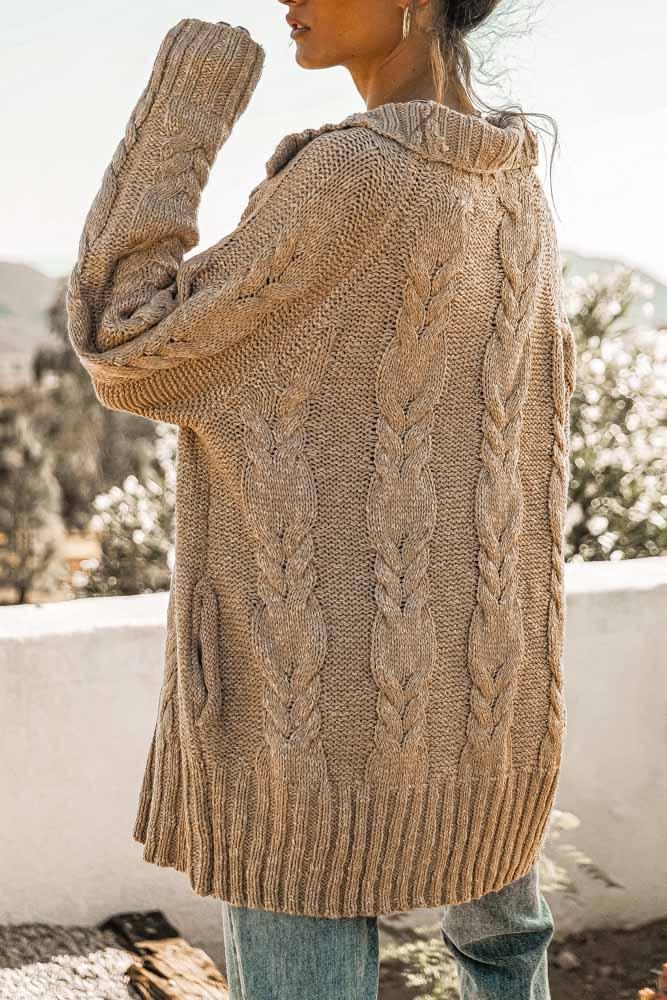 Emmeline Cable-Knit Cardigan in Grey - FINAL SALE