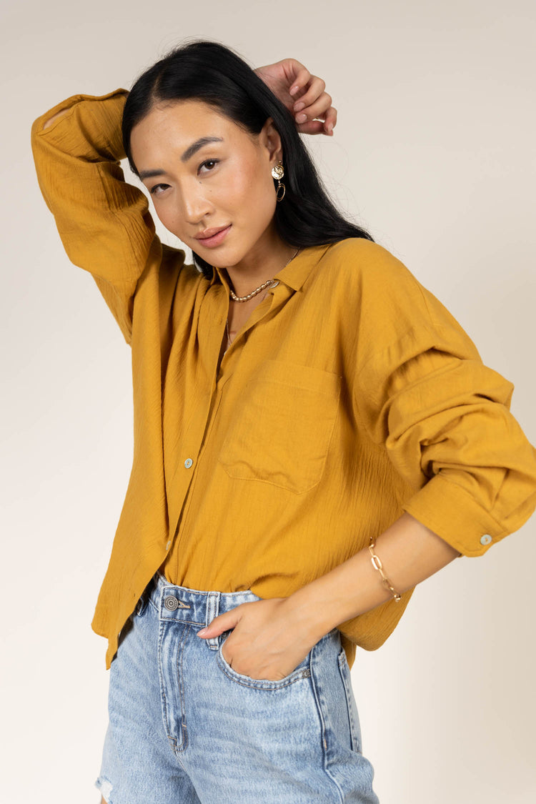 Mustard long sleeved button down 