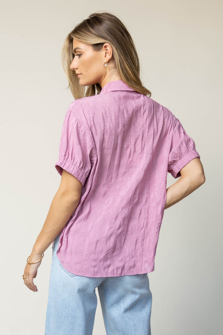flowy collared short sleeve top