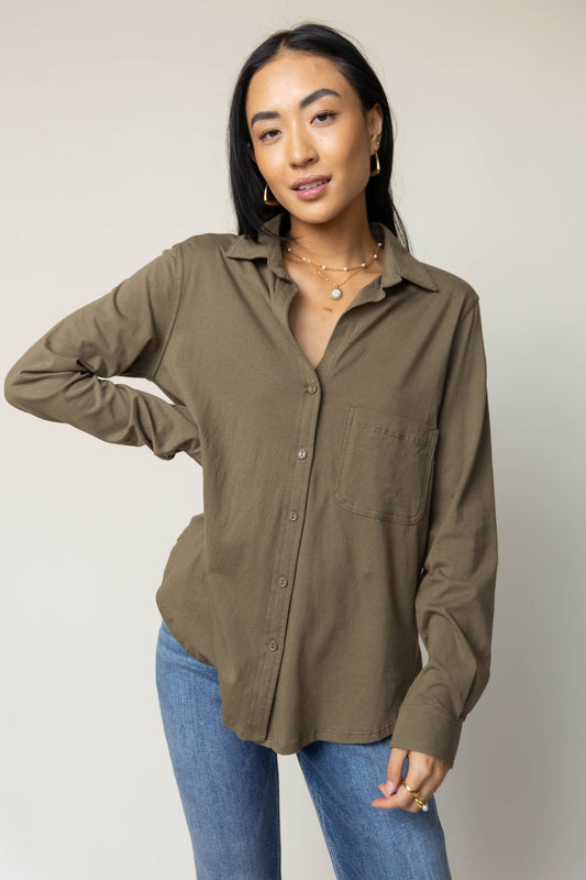 Mason Button Up in Olive - FINAL SALE
