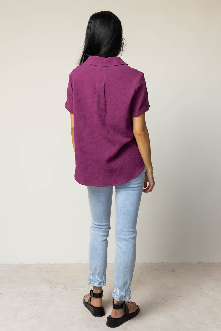 oversized purple collared shirt