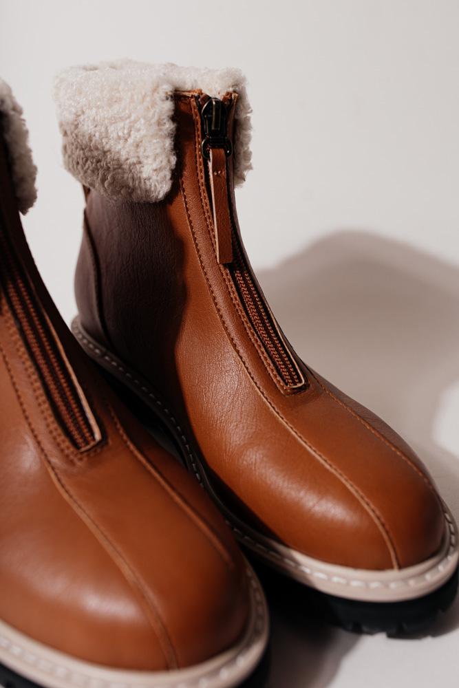 Evangeline Zip Boots in Cognac - FINAL SALE