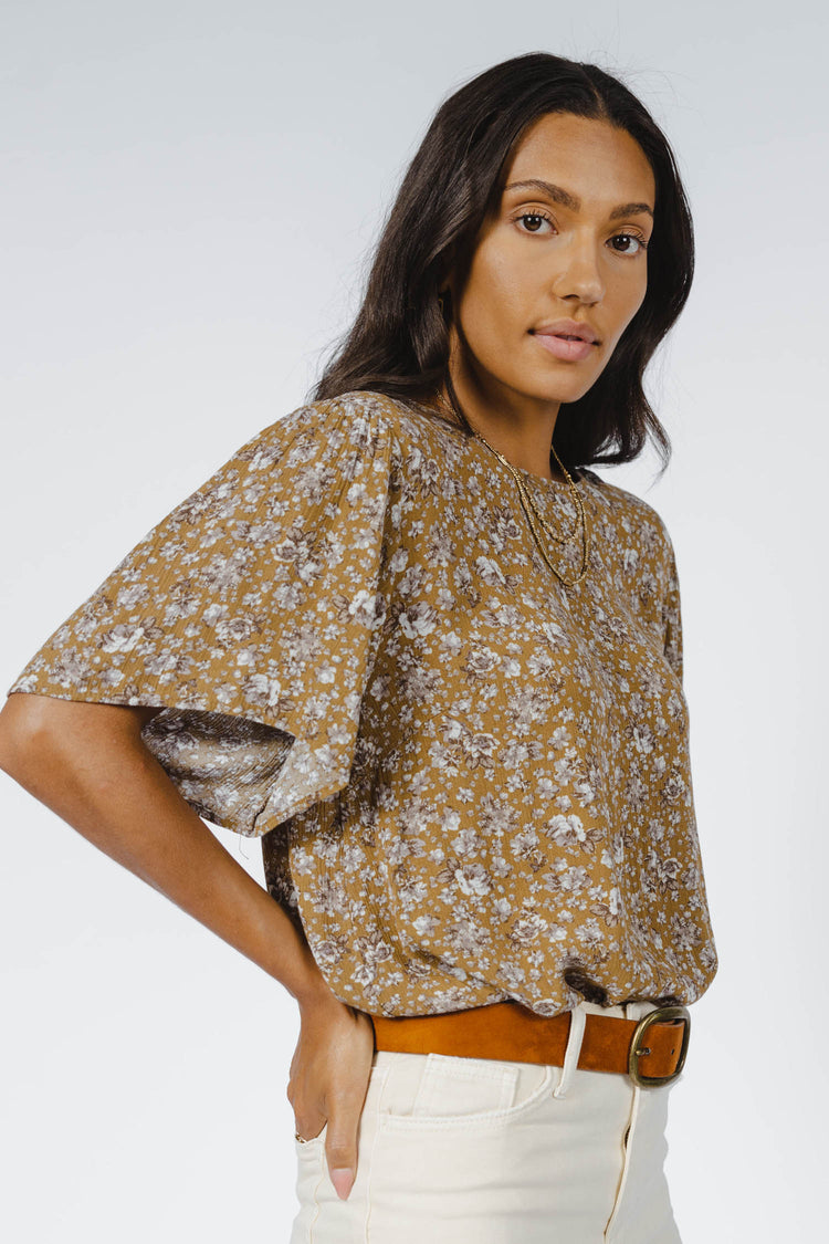 Taupe floral blouse