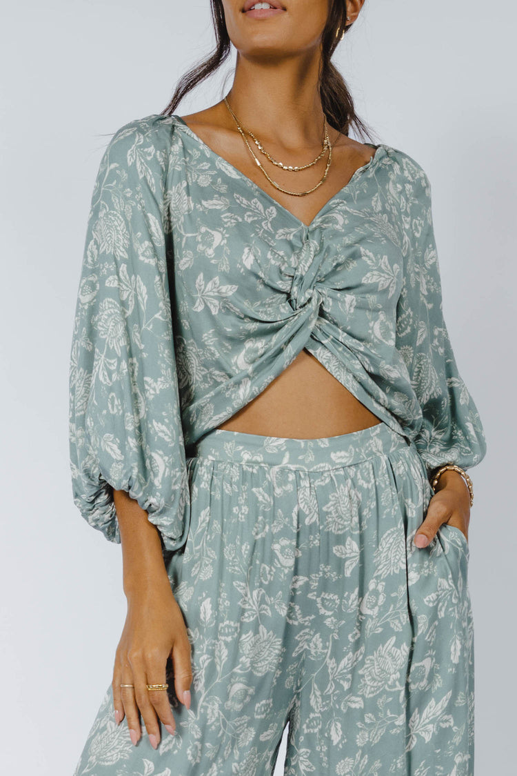 green floral cropped blouse