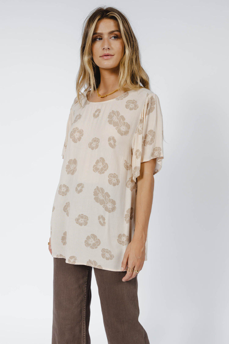 short sleeve blouse with round neck
