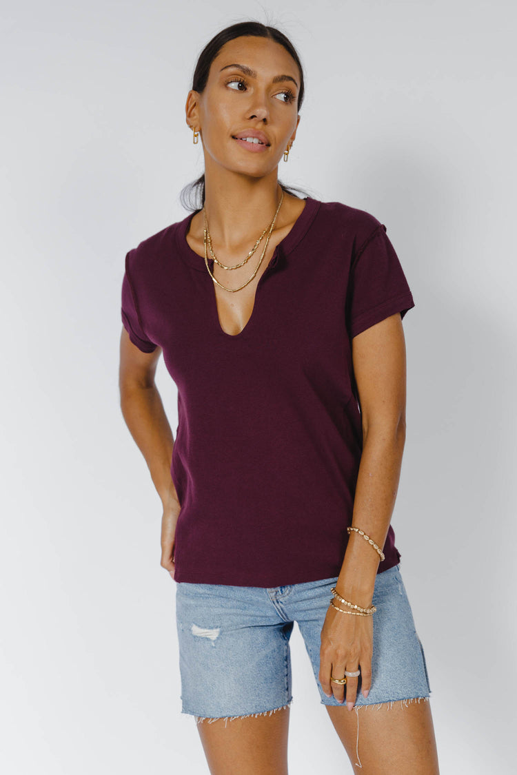 v-neck loose fitted solid color tee