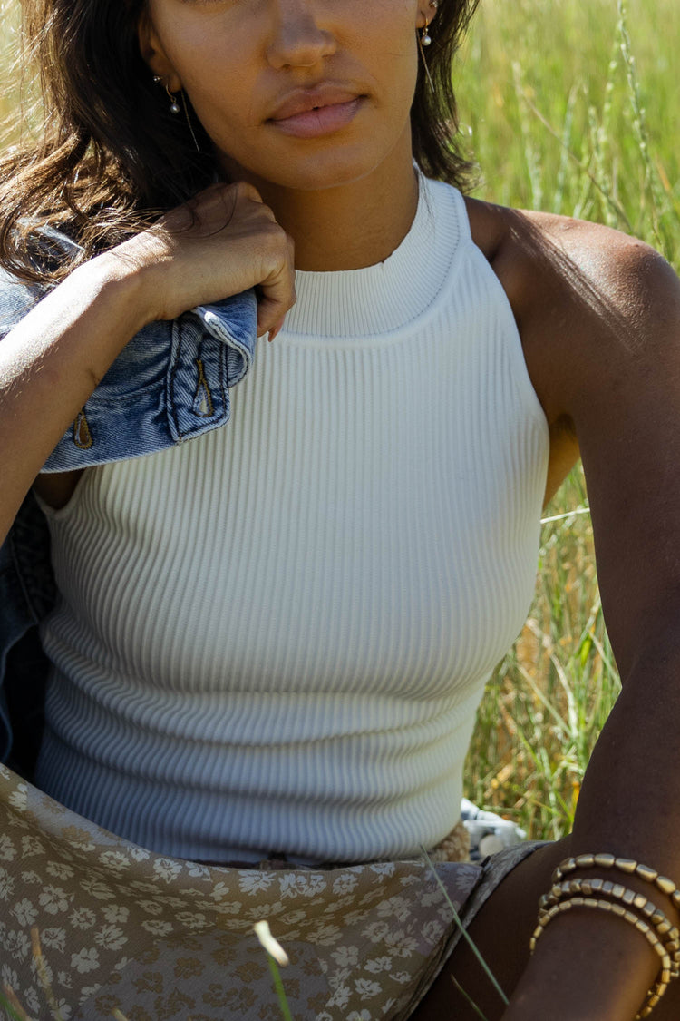 Esmy Ribbed Tank in White - FINAL SALE