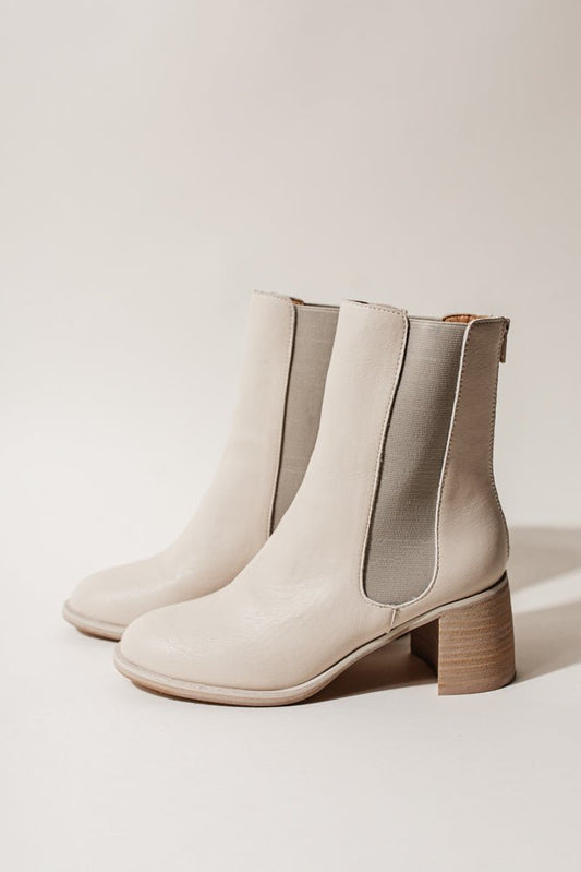 cream ankle boots wit heel