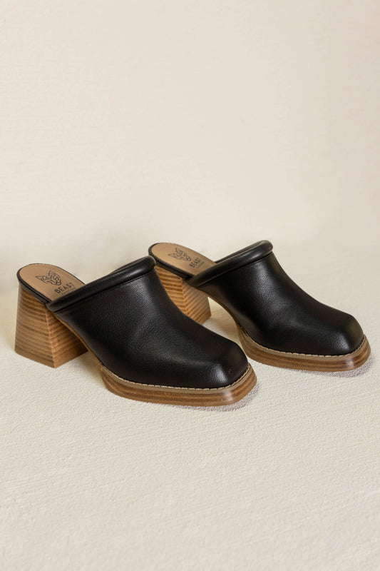 black mules with heel