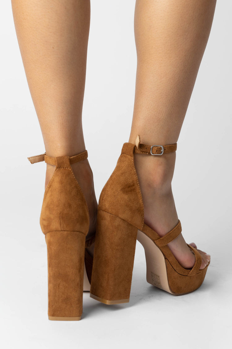 suede camel platform heels