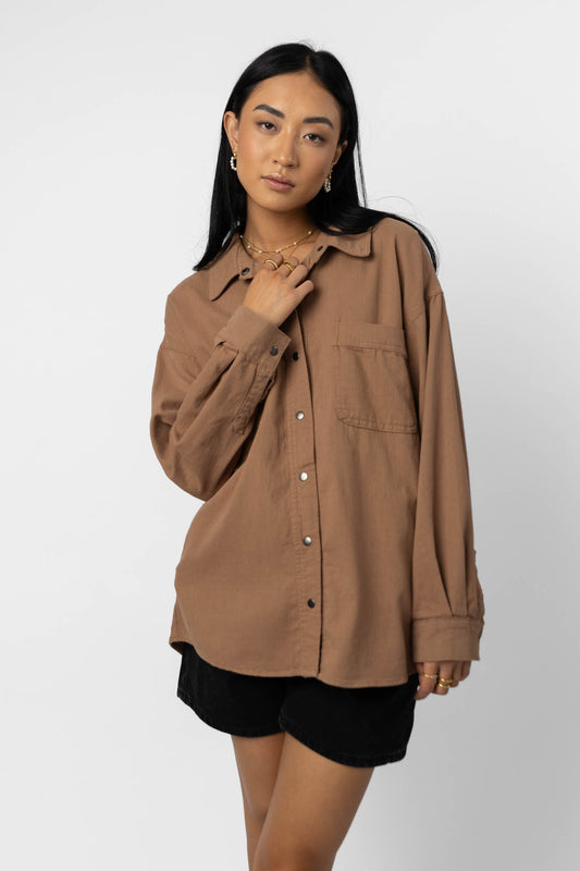 lightweight brown shirt jacket
