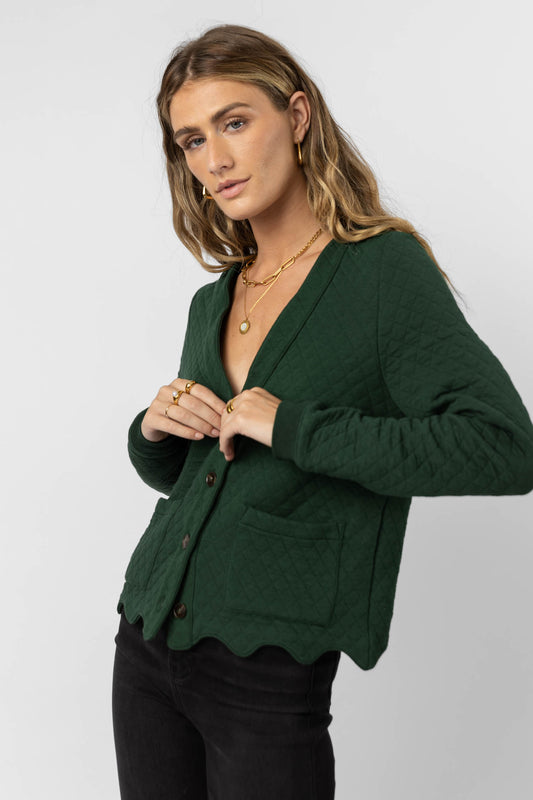 hunter green cropped cardigan 