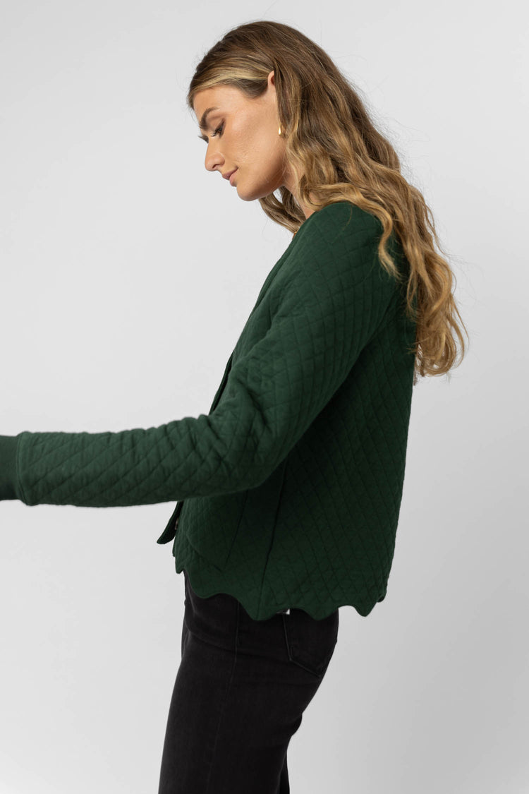 hunter green quilted cardigan