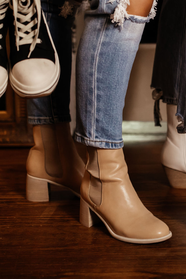 nude ankle boots with heel