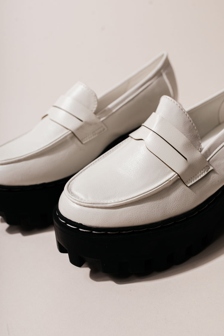 Marilla Loafers Platform Shoes in White - FINAL SALE