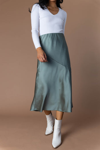 sage midi skirt