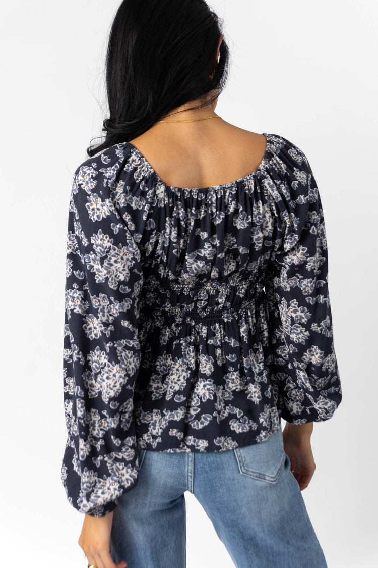 long sleeve blouse with floral print