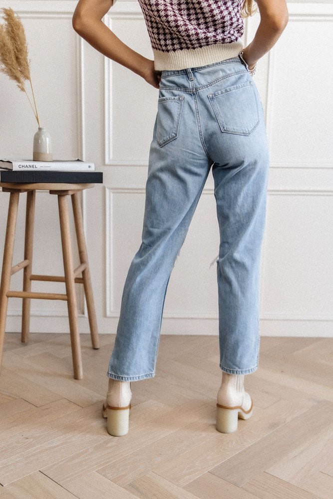 Saylor Slit-Hem Mom Jeans - FINAL SALE