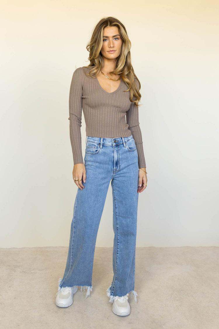 brown cropped top with ribbed texture