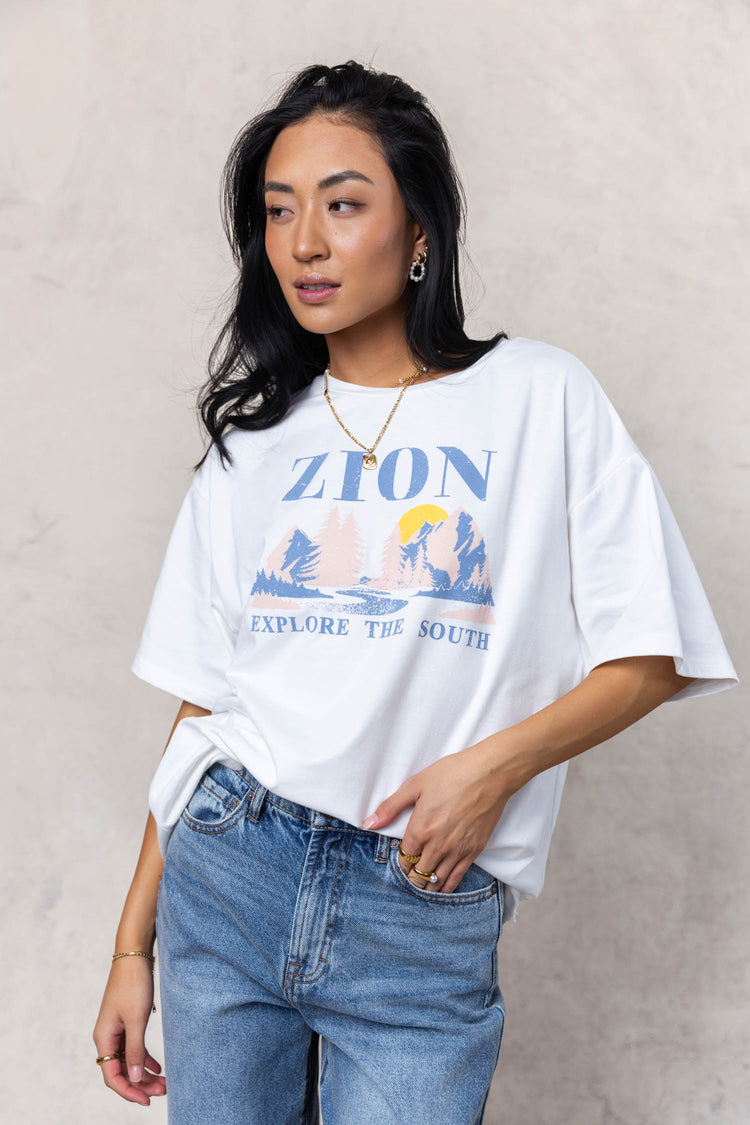 zion printed white t-shirt