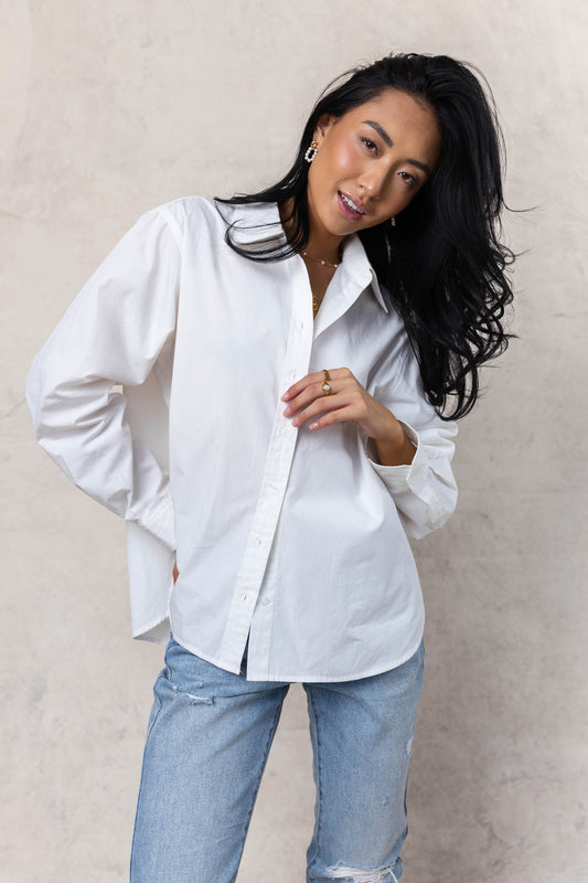 Kathryn Button Up Shirt in White - FINAL SALE